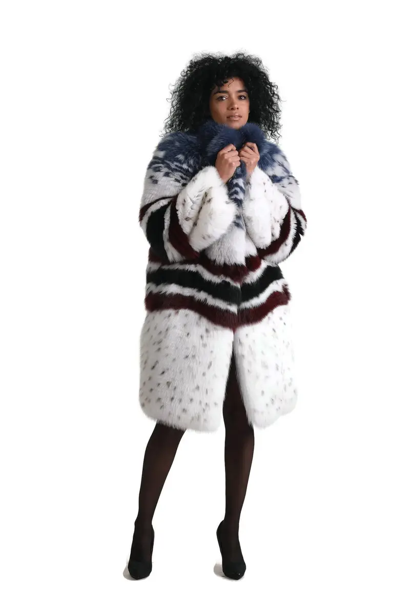 Multicolored Fox Fur coat