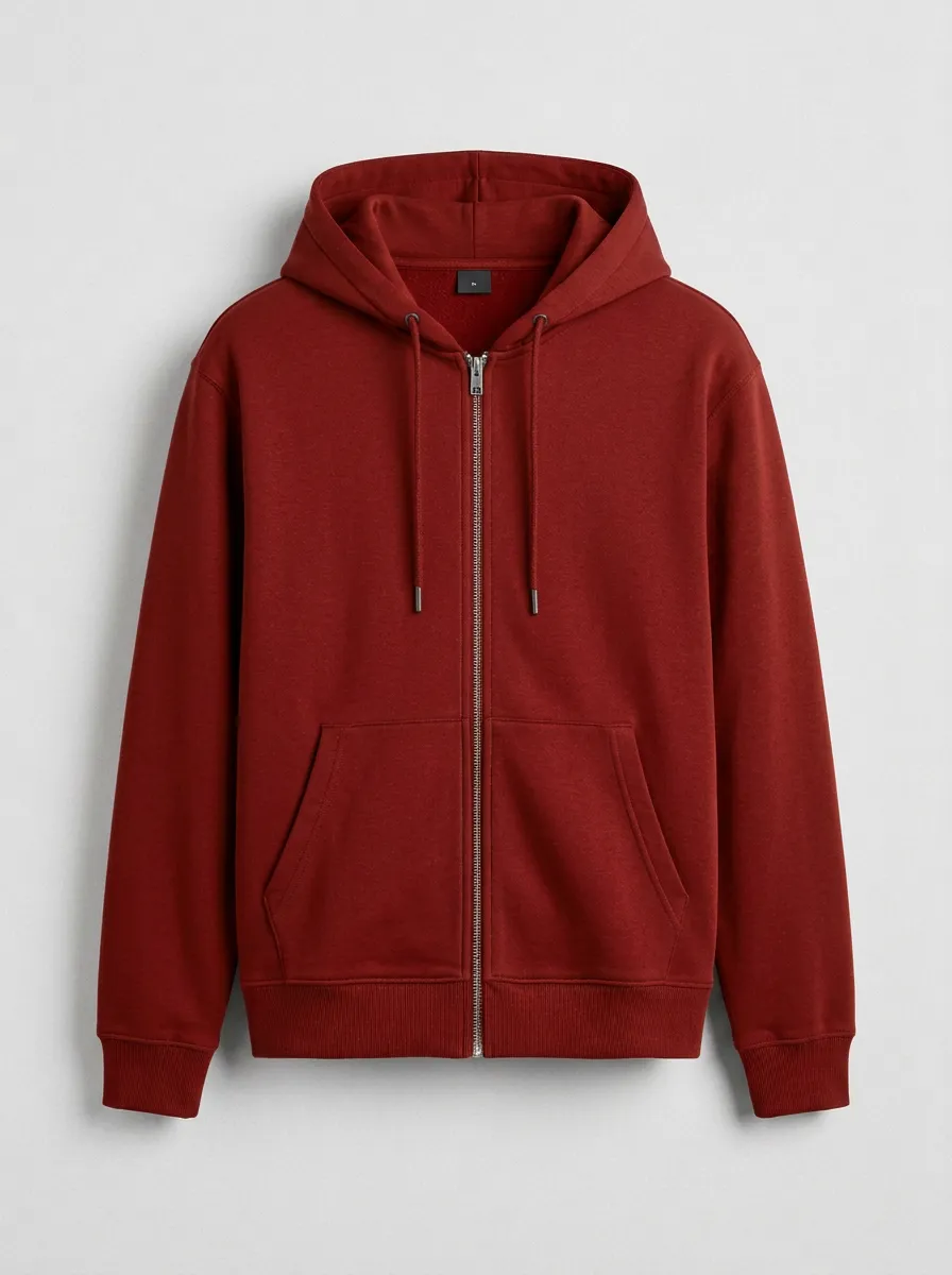 Modern Zip-Up Solid Daily Wear Men's Hoodie