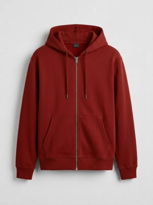 Modern Zip-Up Solid Daily Wear Men's Hoodie