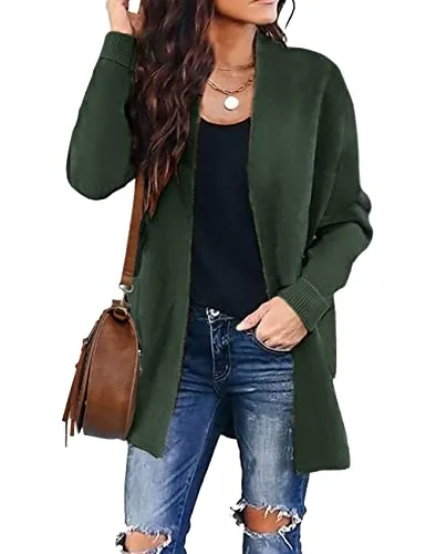 Women's Long Sleeves Open Front Leopard Print Knitted Sweater Cardigan Coat Outwear