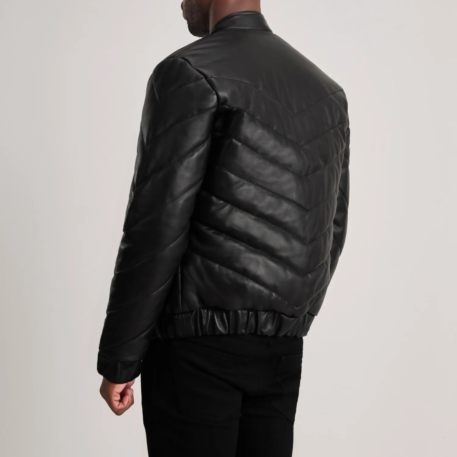Men's Leather Puffer Jacket