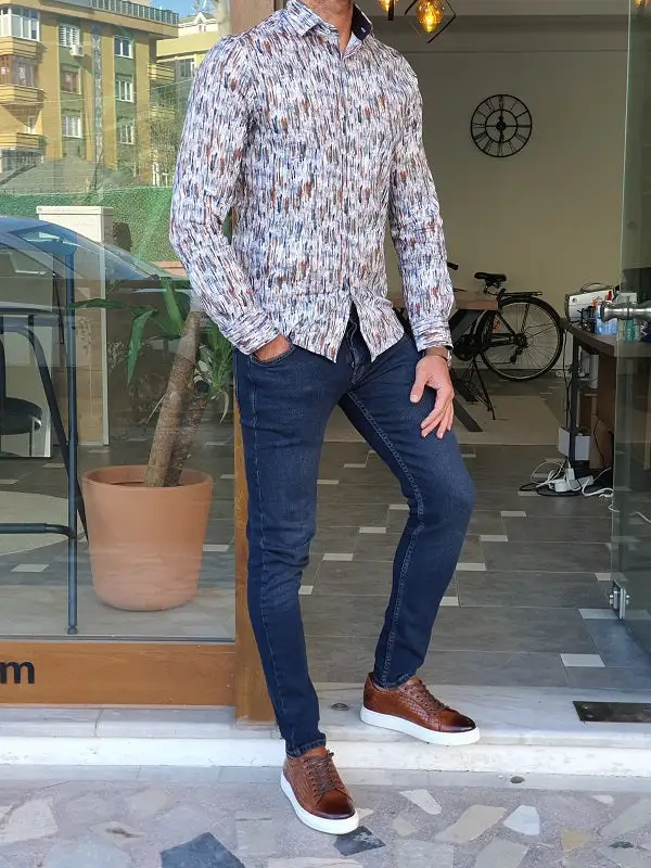 Relaxed Long Sleeve Slim Fit Cotton Casual Shirt