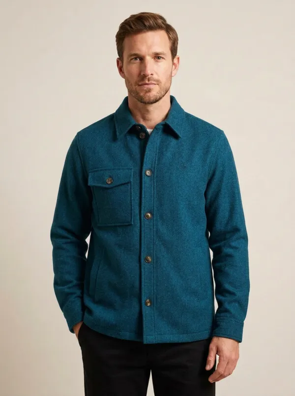 Men's Casual Minimalist Charcoal Herringbone Buttoned Jacket