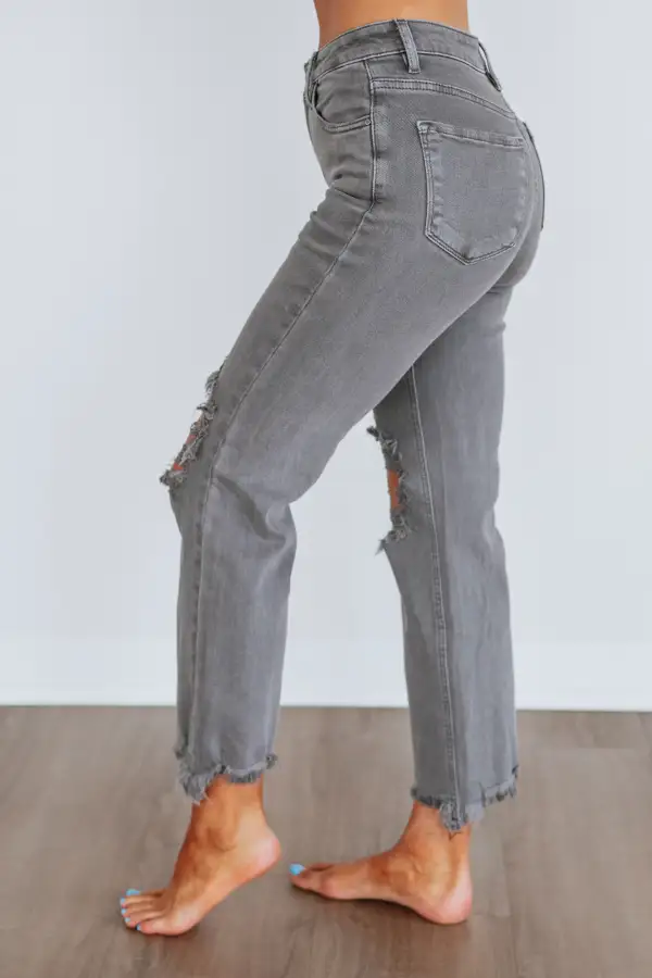 Women's High Rise Cropped Raw Hem Jeans