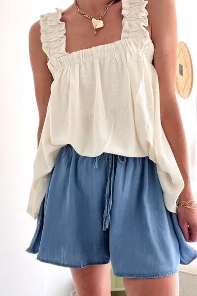 Elastic Waist Wide Leg Shorts