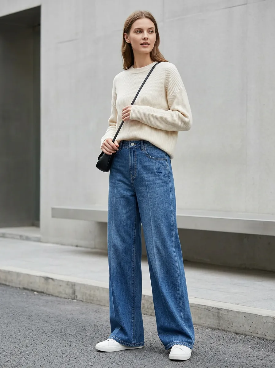 Women's Wide Leg Casual Denim Jeans