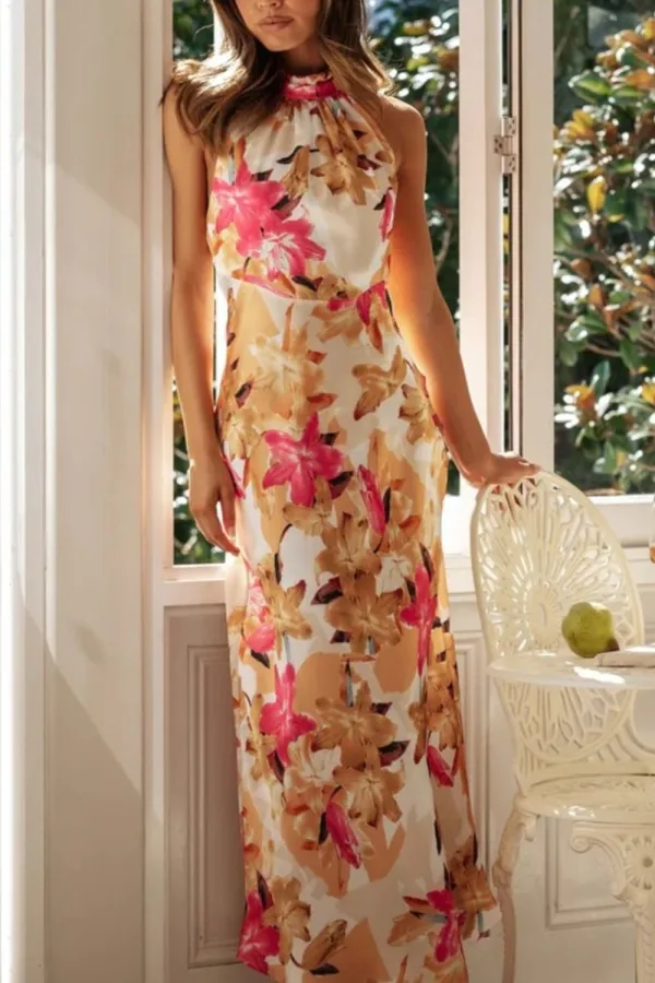 Lightweight Feel Floral Printed Maxi Dress