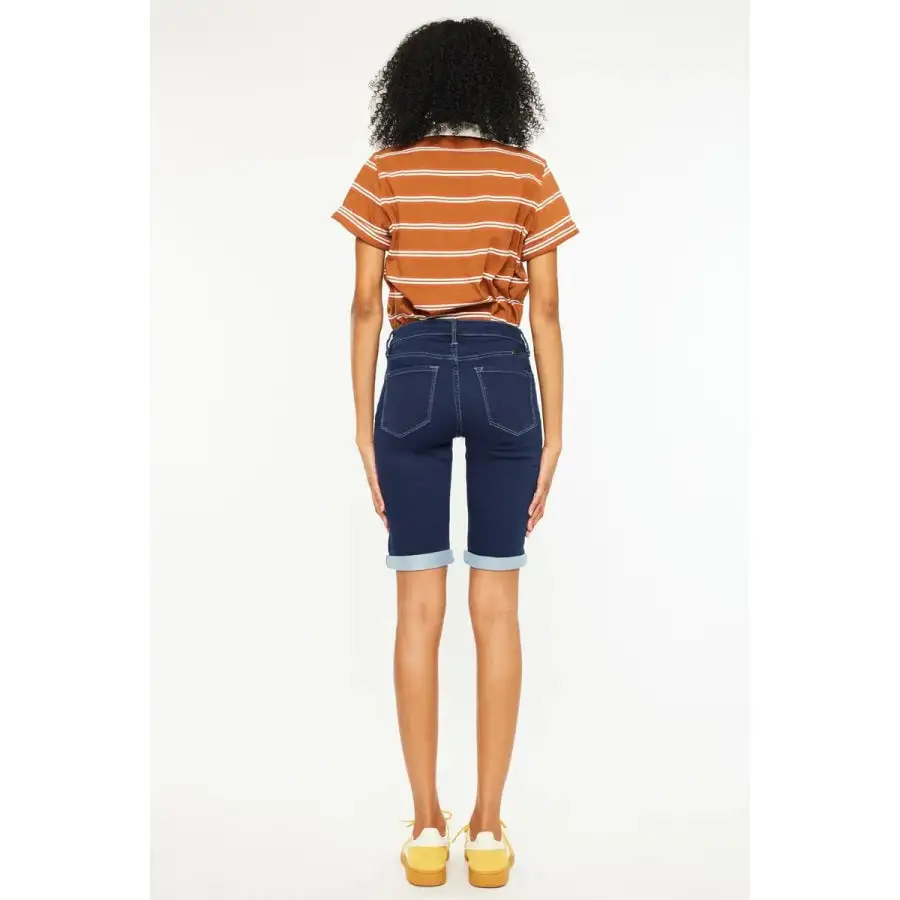 Mid Rise Bermuda Denim Shorts