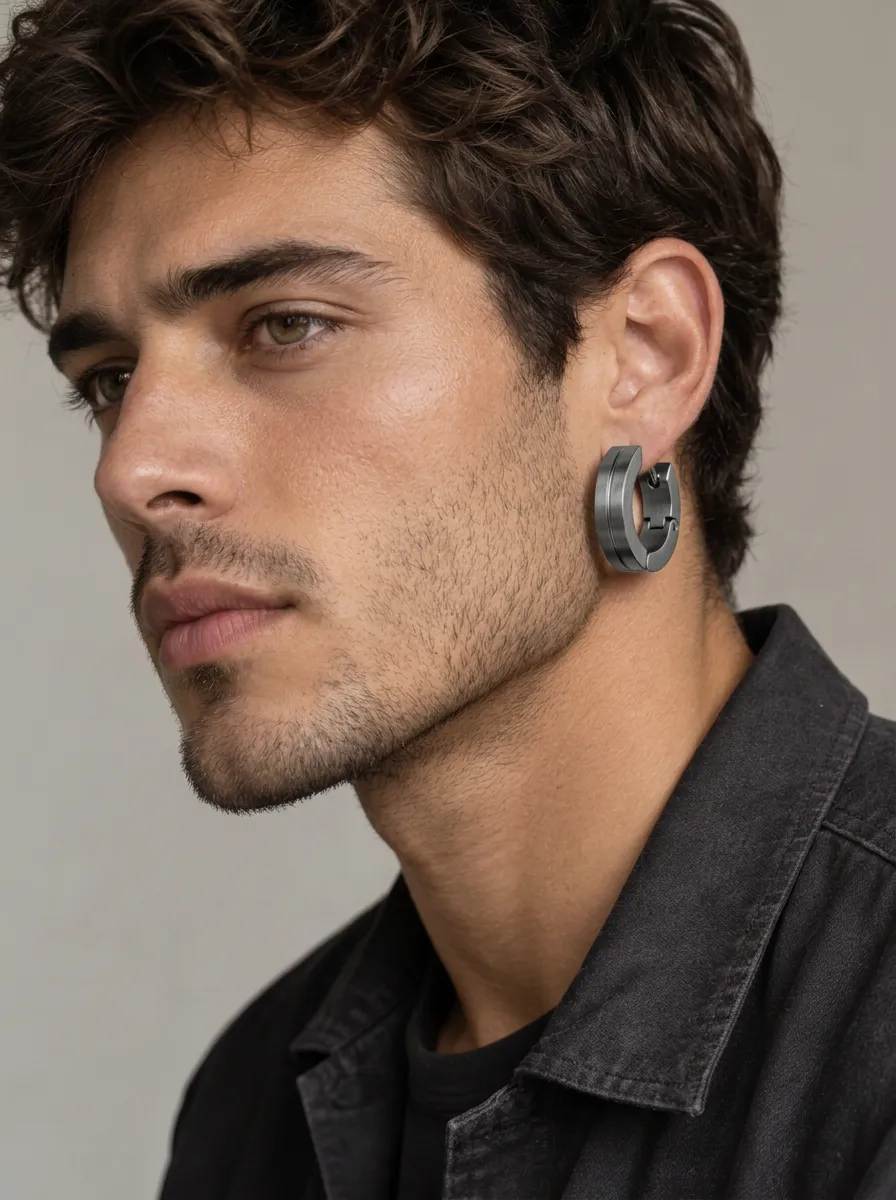 Men's Sleek Minimalist Stainless Steel Hoop Earrings
