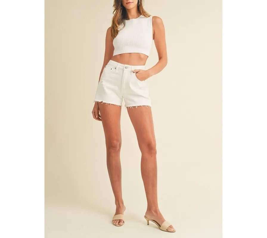 High-Rise A-Line Denim Shorts