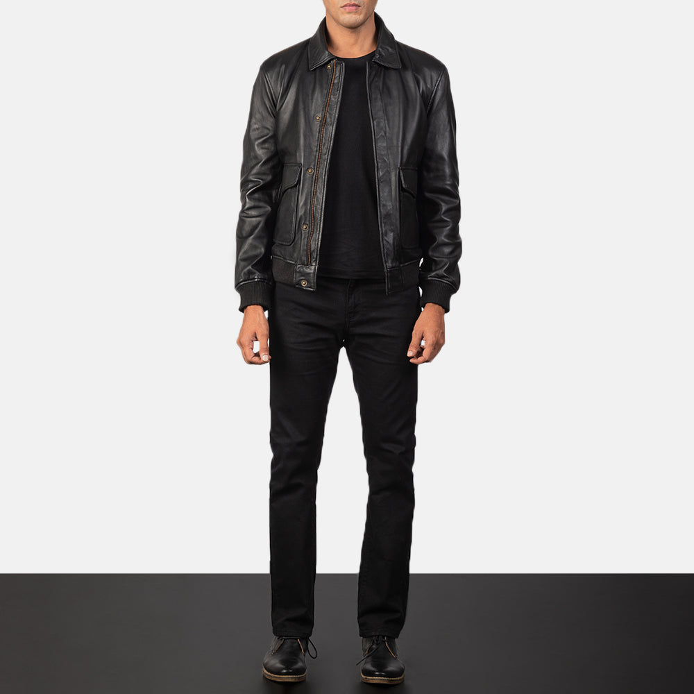Men's Workwear Bomber Leather Jacket
