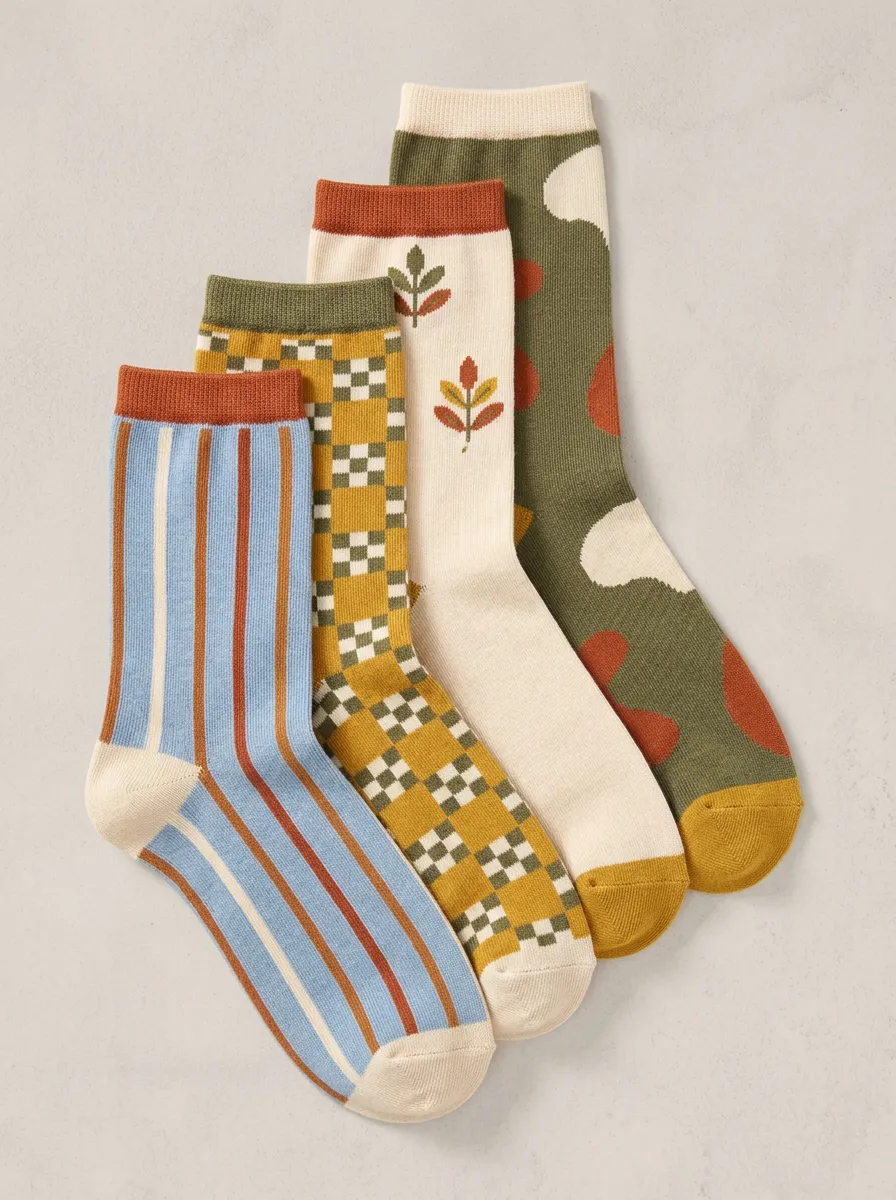Modern Vintage Four-Pair Casual Socks