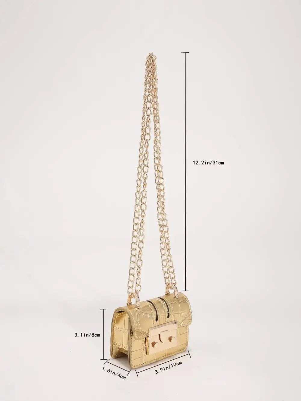 Minimalistic Crocodile-Print Chain Shoulder Bag Crossbody