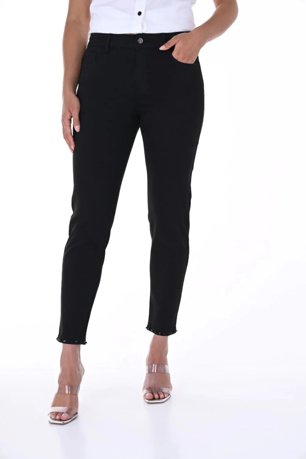 Black Denim Jeans with Heart Detail