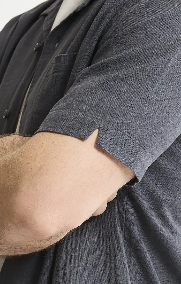 Linen Blend Short Sleeve Camp Shirt