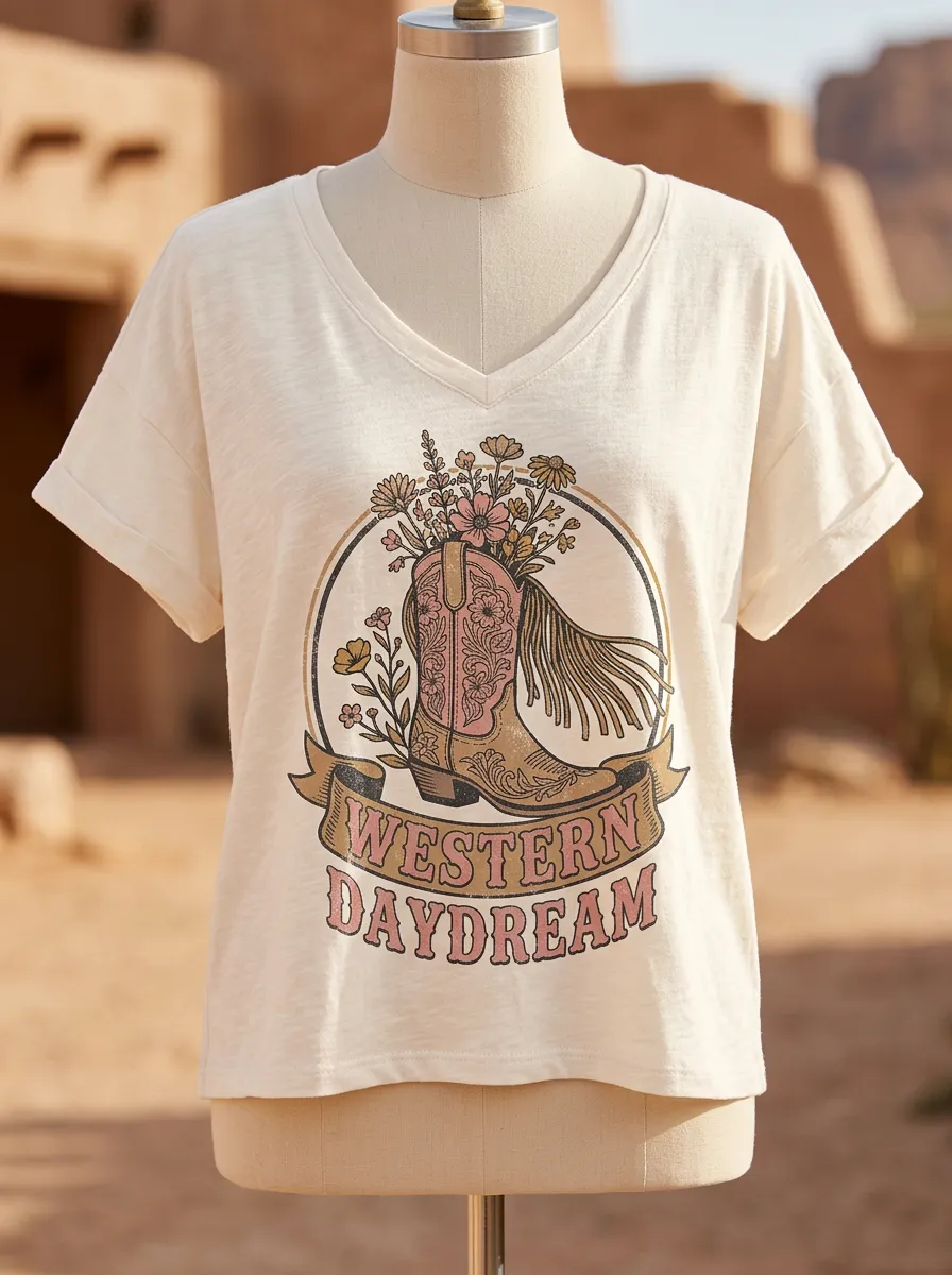 Refined Cowboy-Boot Women's V-Neck T-Shirt