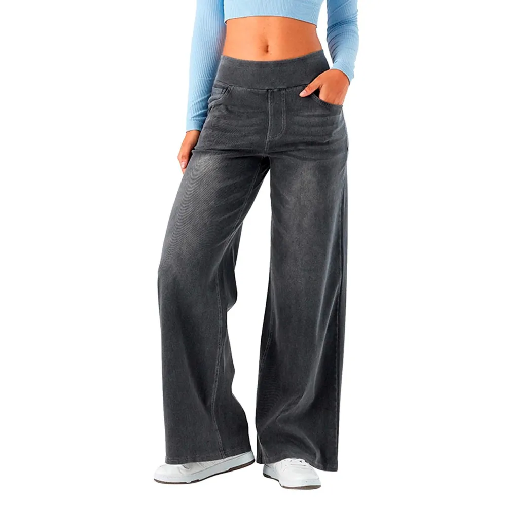 2026🔥 High Waisted Multiple Pockets Washed Stretchy Knit Casual Bootcut Jeans