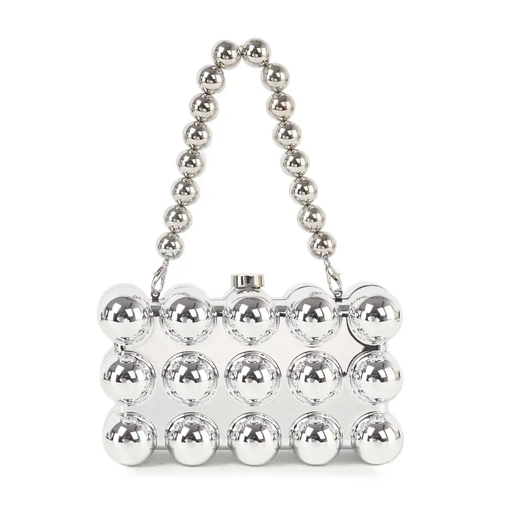 Beaded Chain Accent Geometric Evening Clutch Bag