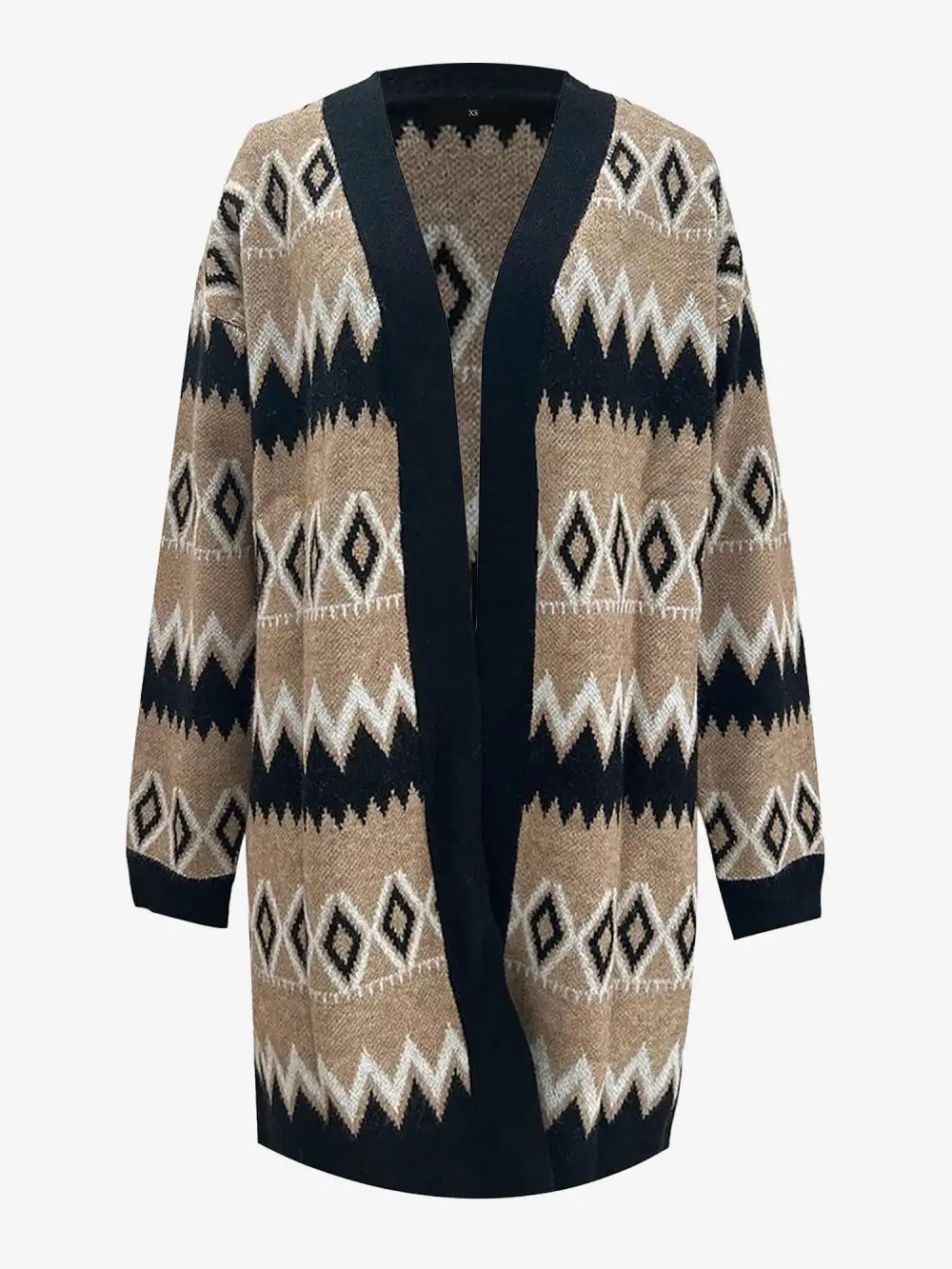 Boho Graphic-Knit Long-Sleeve Cardigan