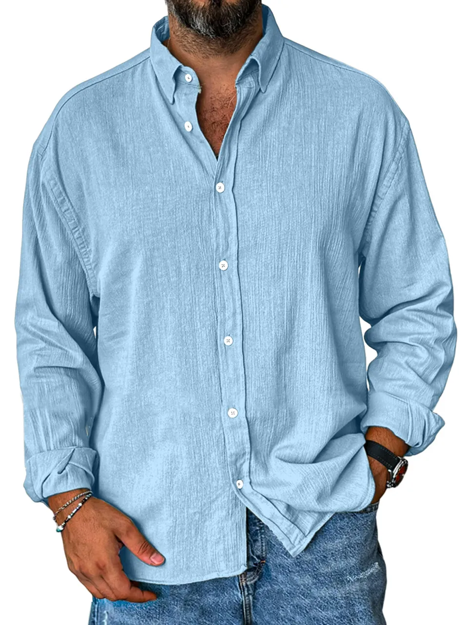 Soft Touch Long Sleeve Open Collar Shirt