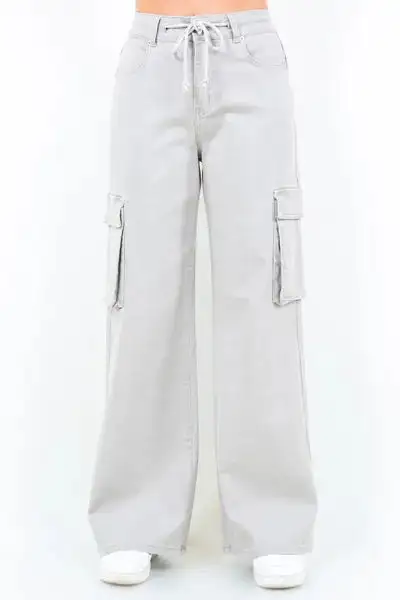 Bazi Drawstring Wide Leg Cargo Plus Pants