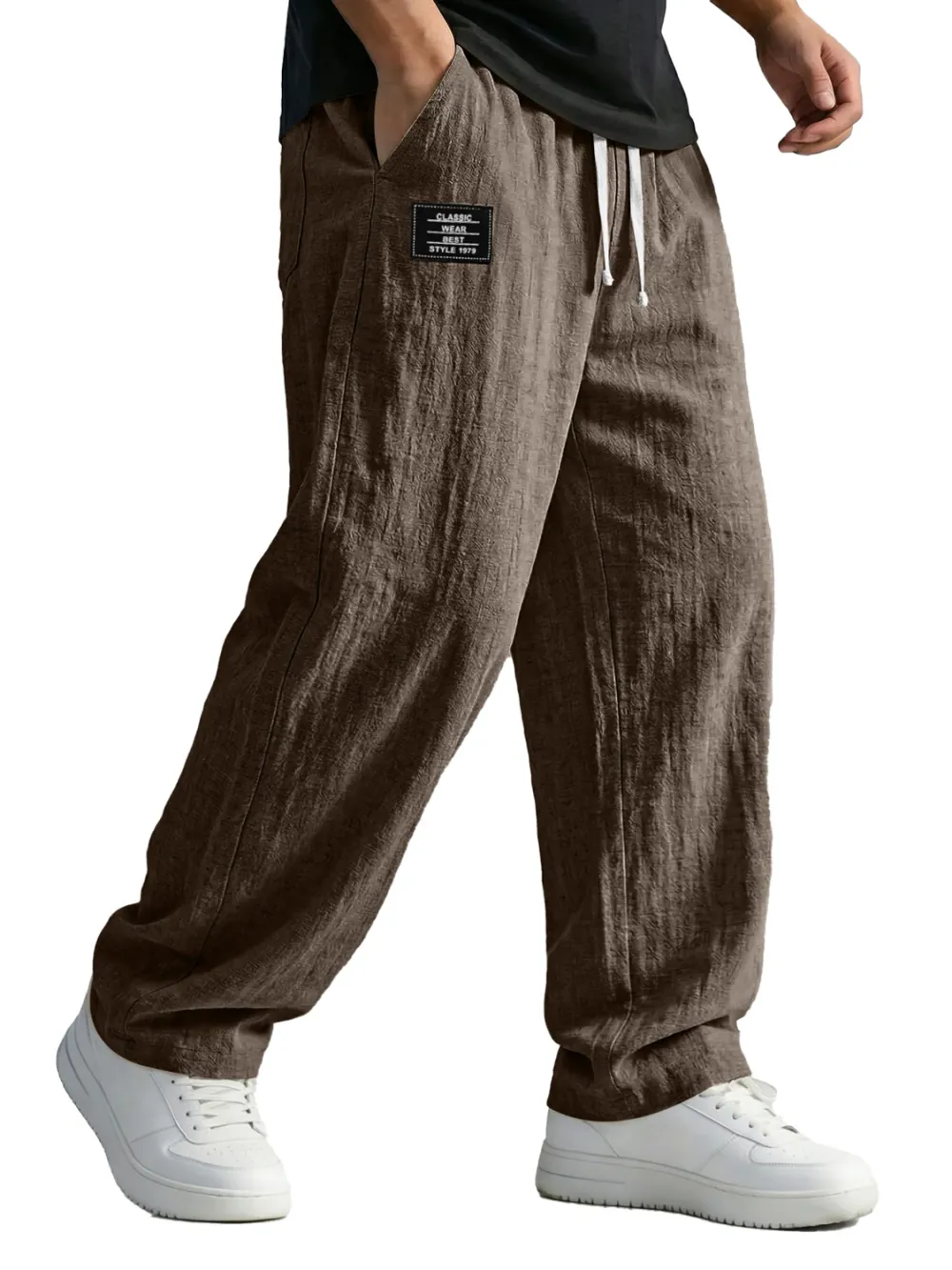 Cotton Linen Seamed Detail Trousers