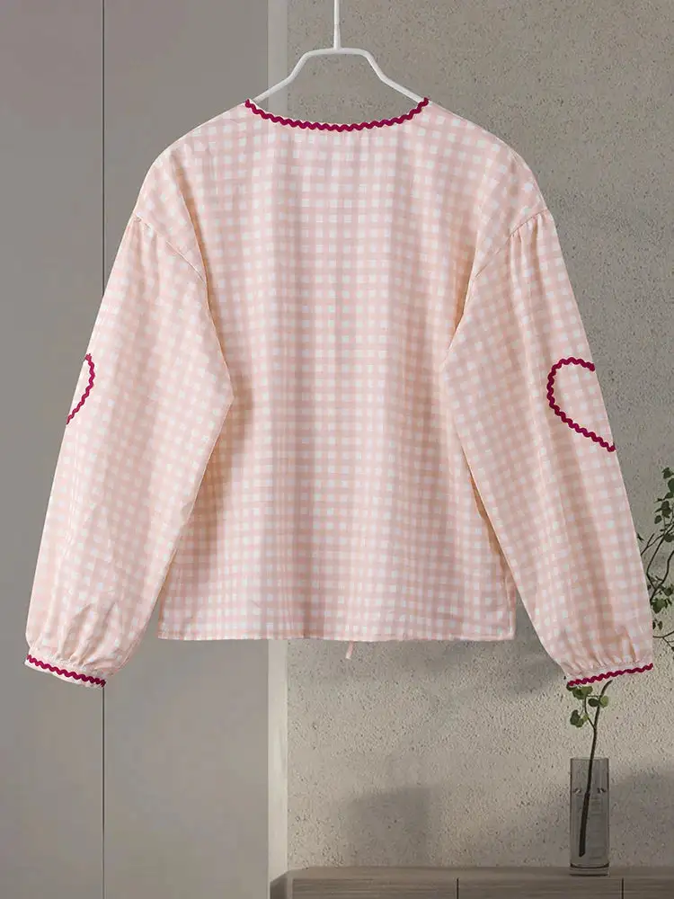 Gingham Tie Front Blouse