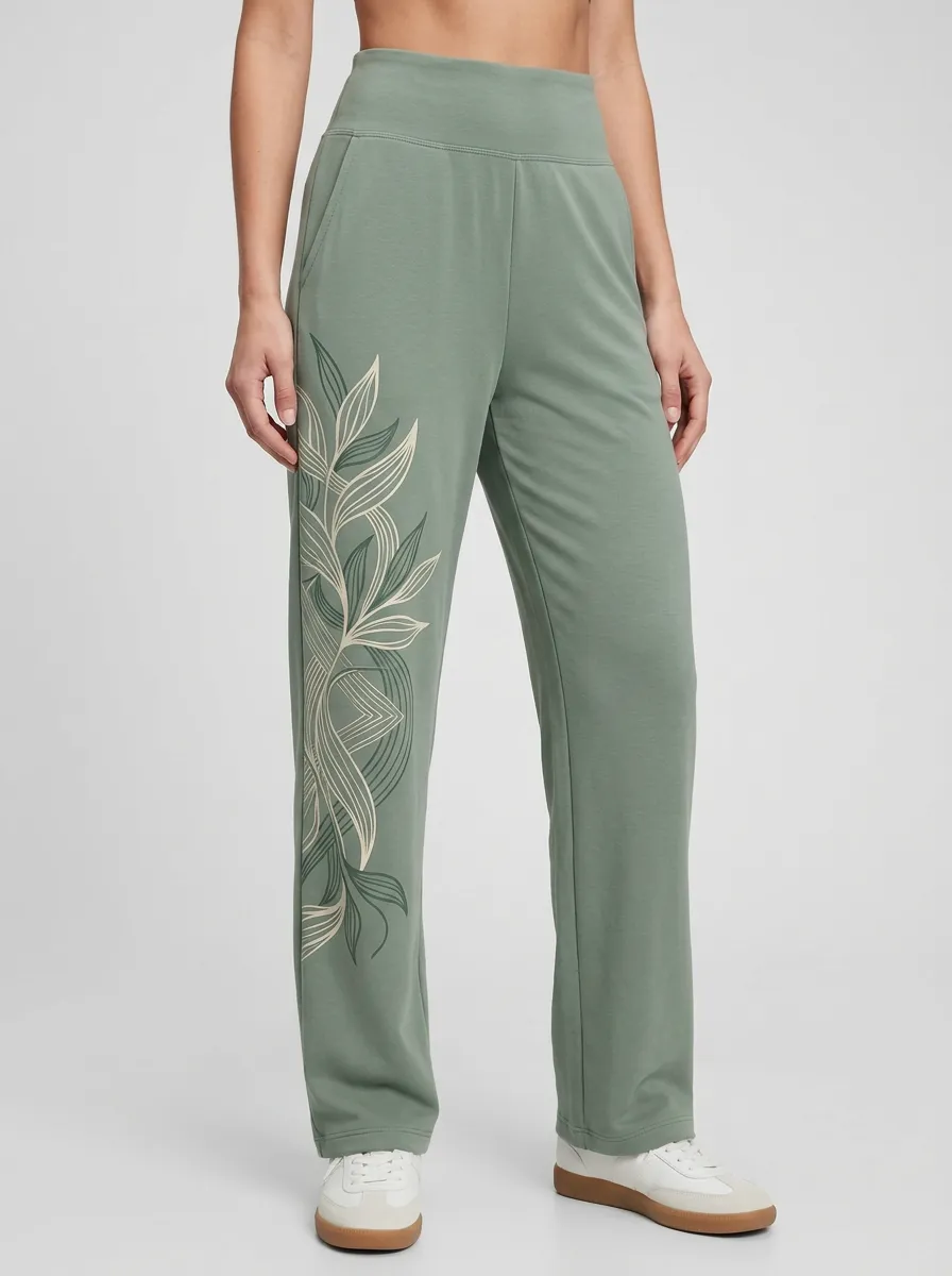 Women's Botanical Minimalist Leaf Graphic Lounge Pants