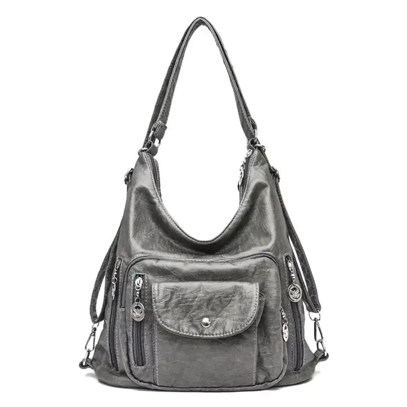 Leather Multi-Pocket Shoulder Bag