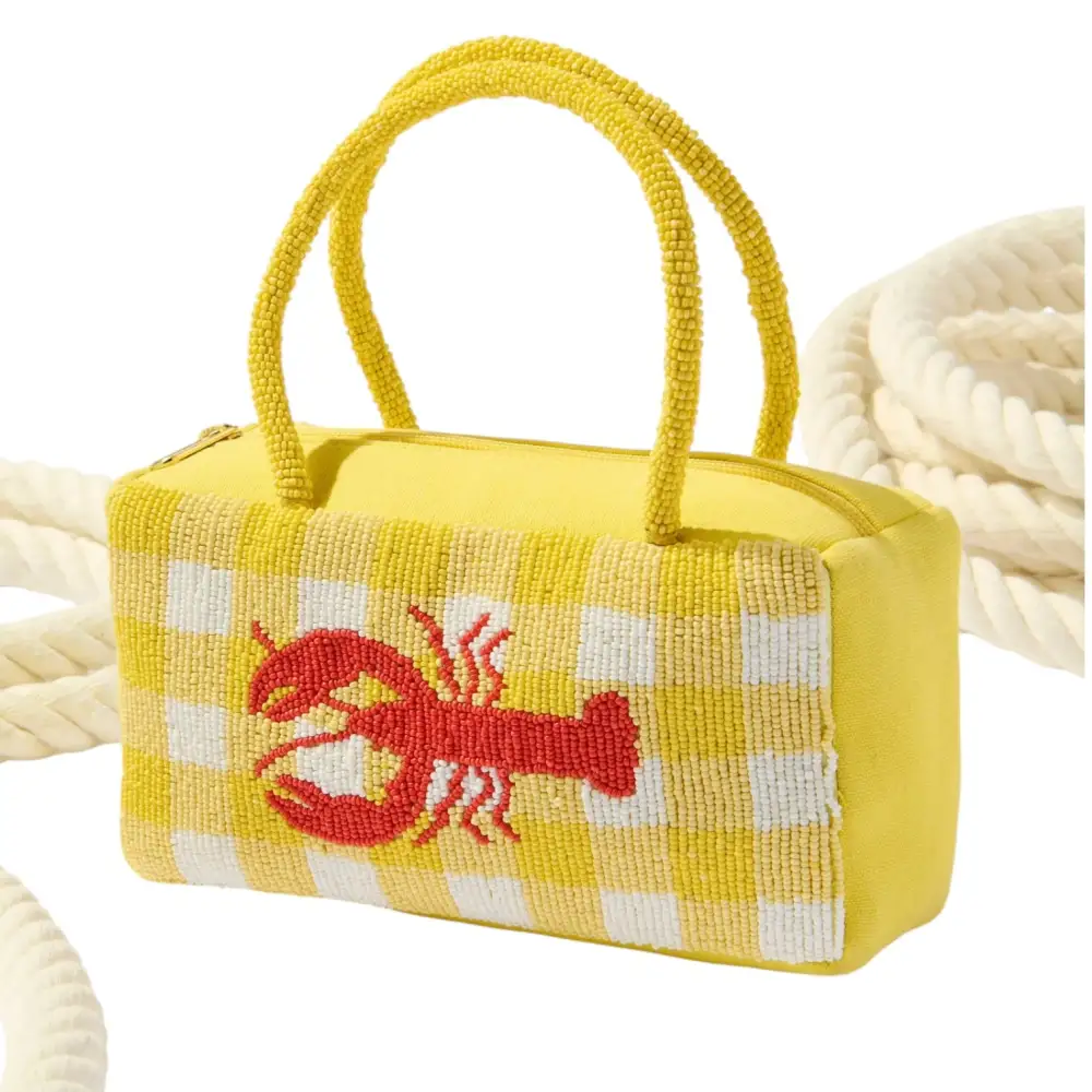 Beaded Lobster Mini Tote – Yellow