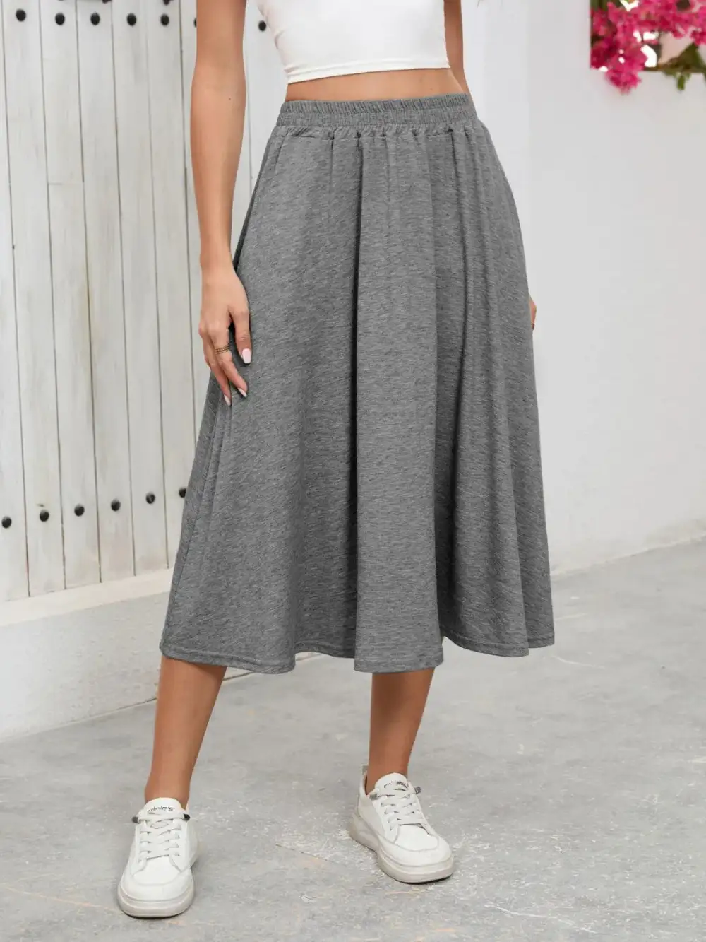 Everyday Elastic Waist Pocket Skirt