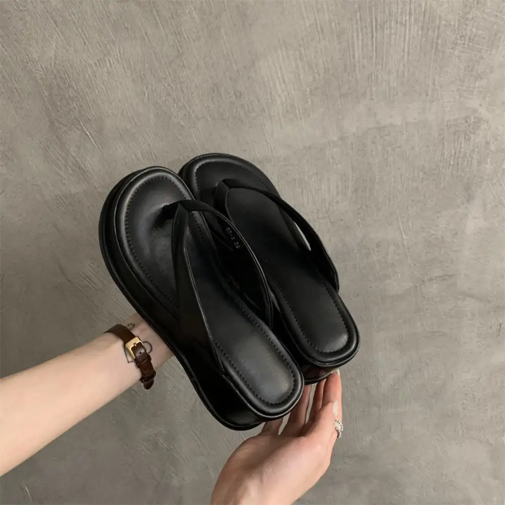 Raised Sole Thick Wedge Slide Sandals