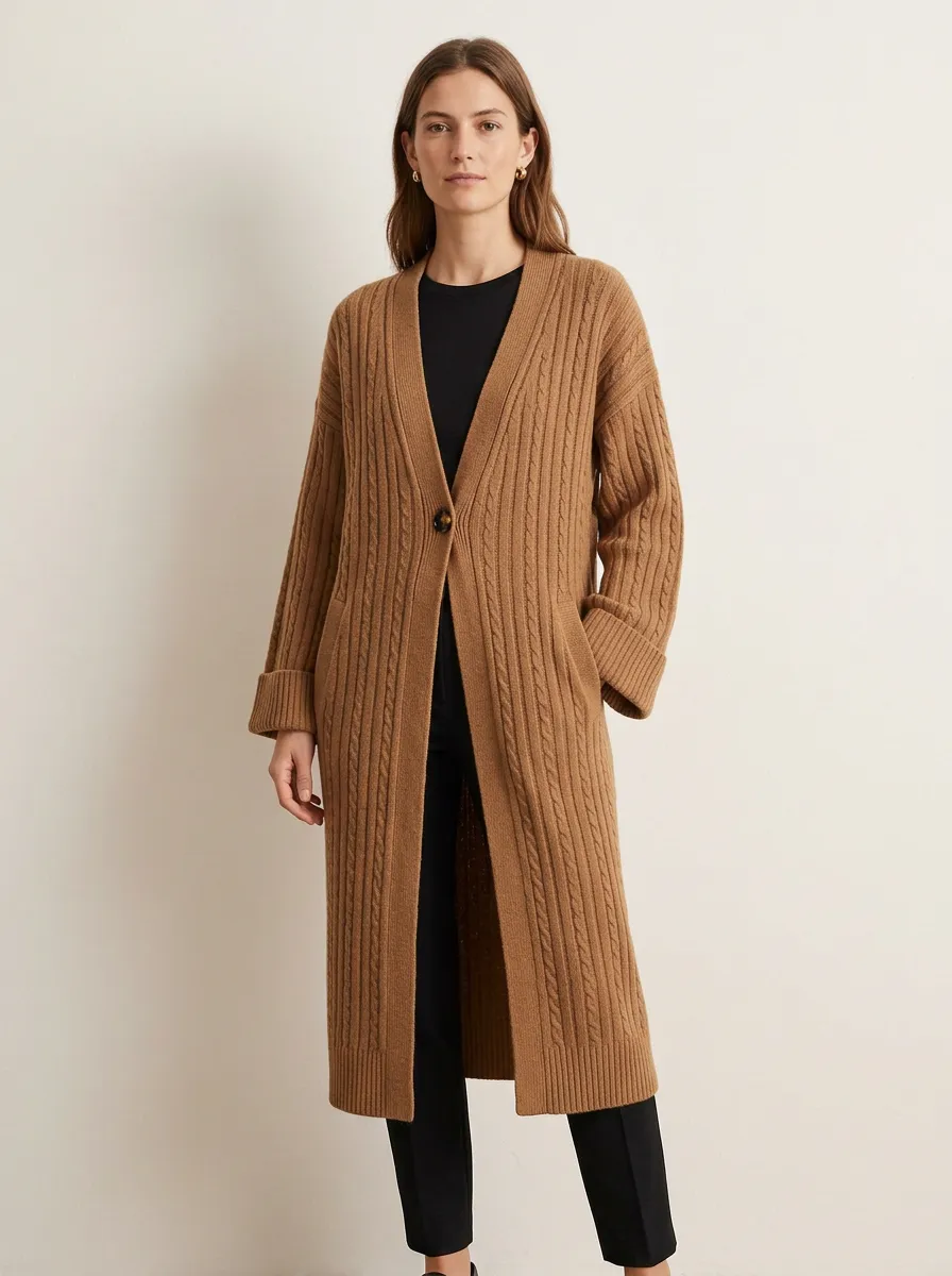 Women's Contemporary Cable Knit Knit Cardigan