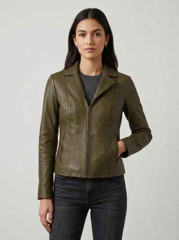 Leather-Look Paneled Zip-Up Jacket