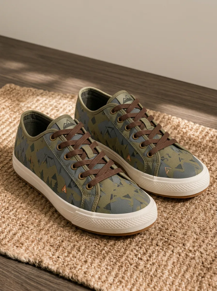 Men's Outdoor Camping Lover Mountain Forest Printed Canvas Shoes