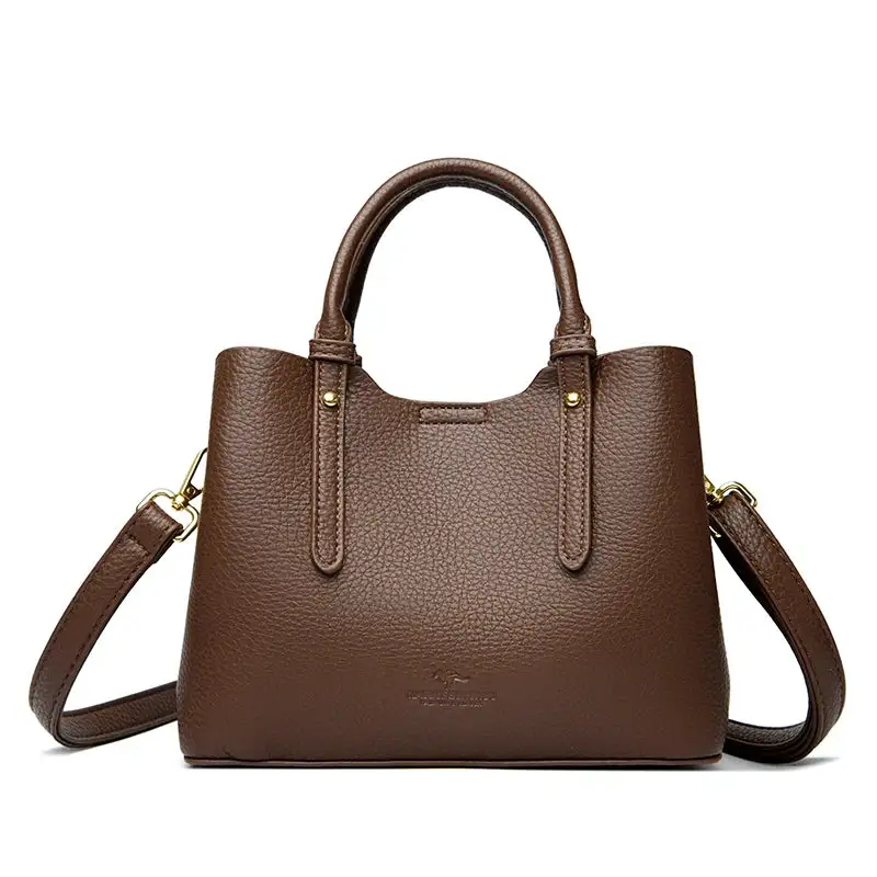 Elegant Textured Leather Top Handle Tote