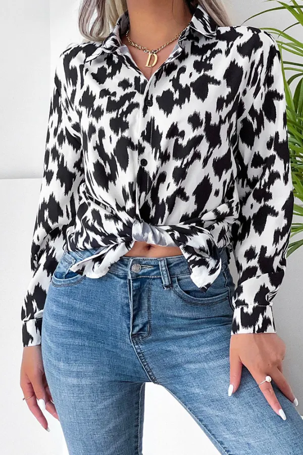 White Leopard Button Down Shirts Shirt