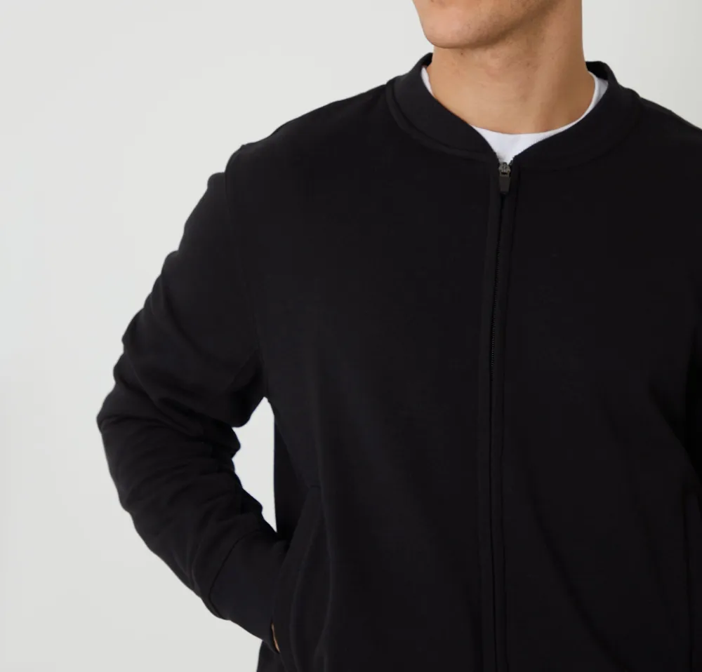 Men's Black Sweat Bomber Jacket