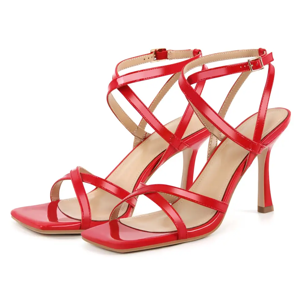 Square Toe Crisscross Ankle Strap Sandals