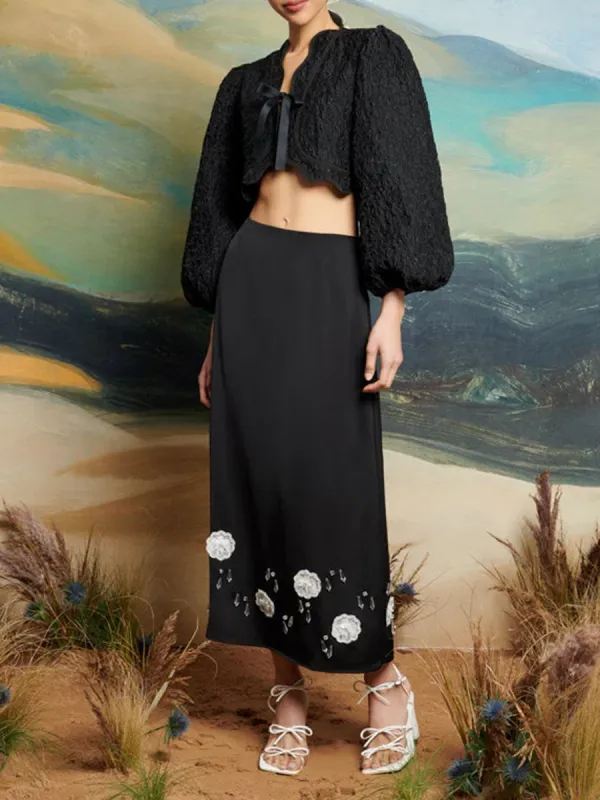 Casual Hearts Art Graphic Midi Skirt