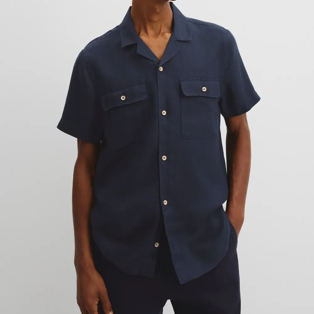 Men's Textured Short Sleeve Linen