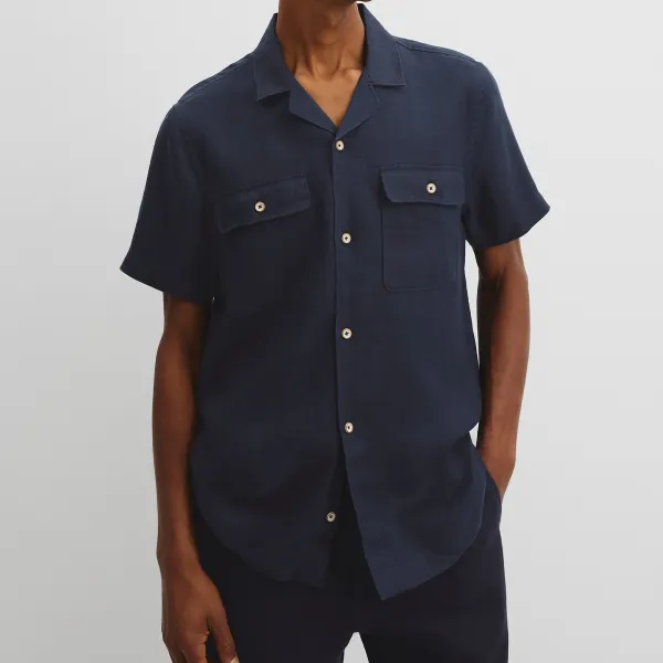 Men's Textured Short Sleeve Linen