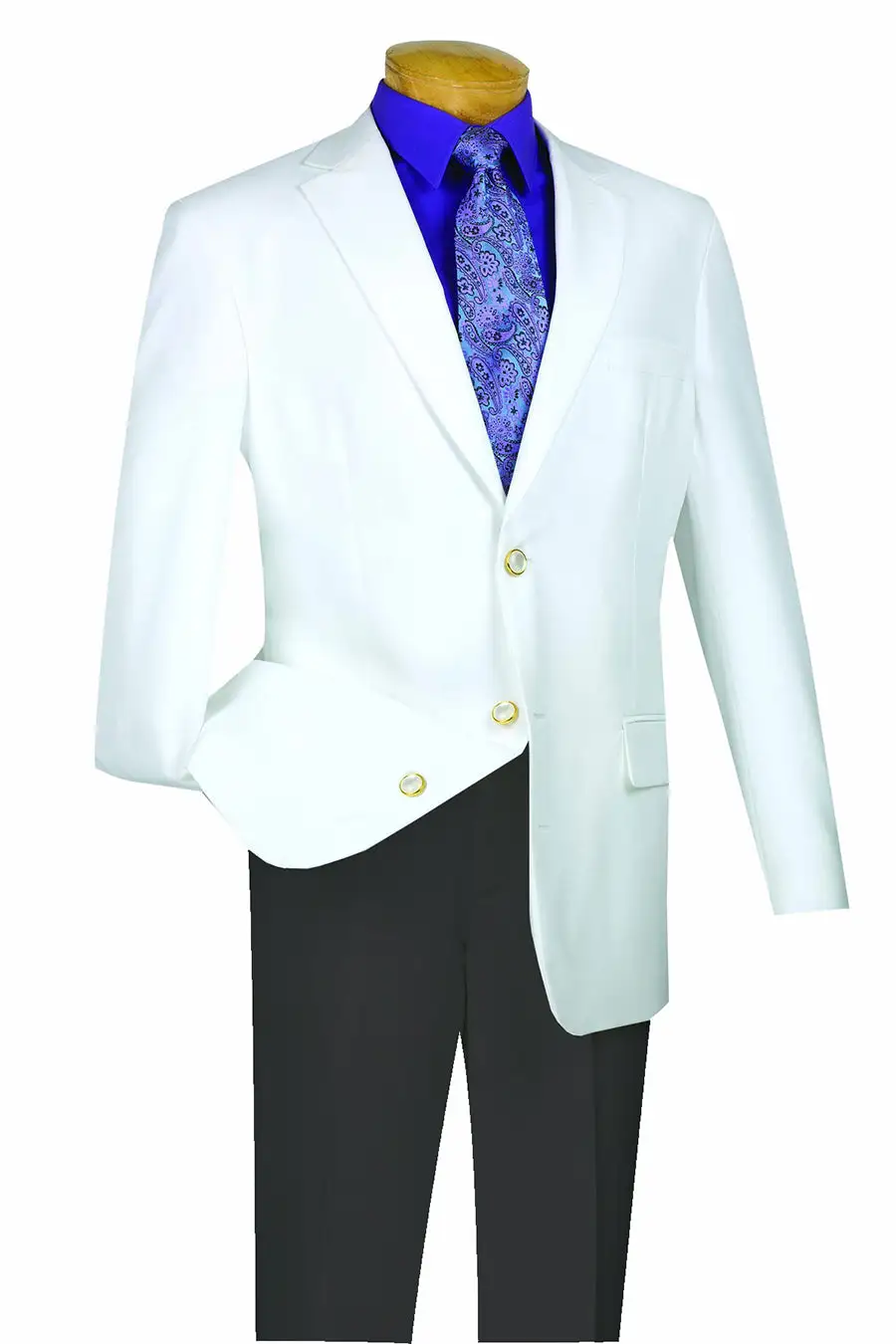 White Regular Fit Three Button Blazer