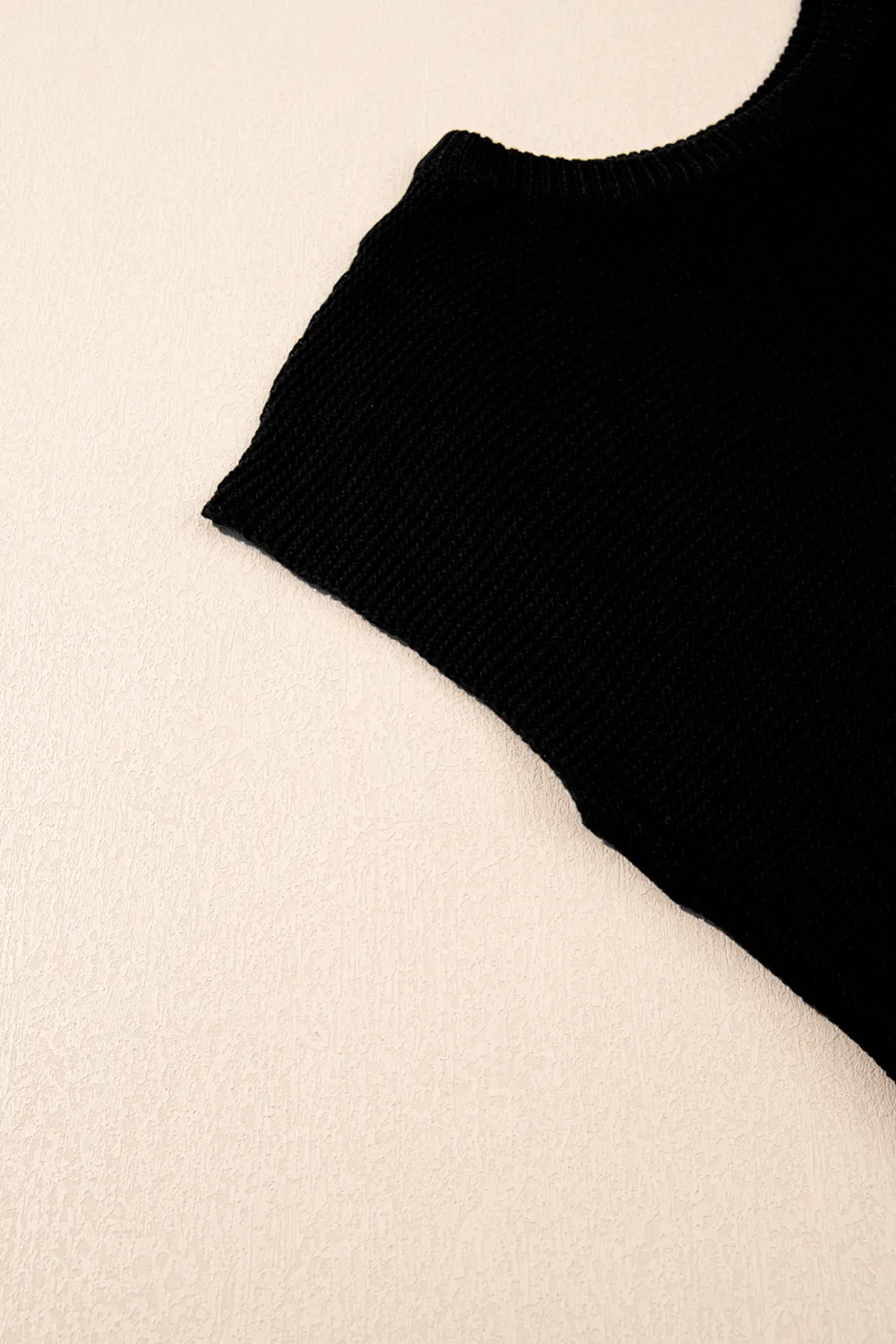 Black Sweater Side Slits Tee