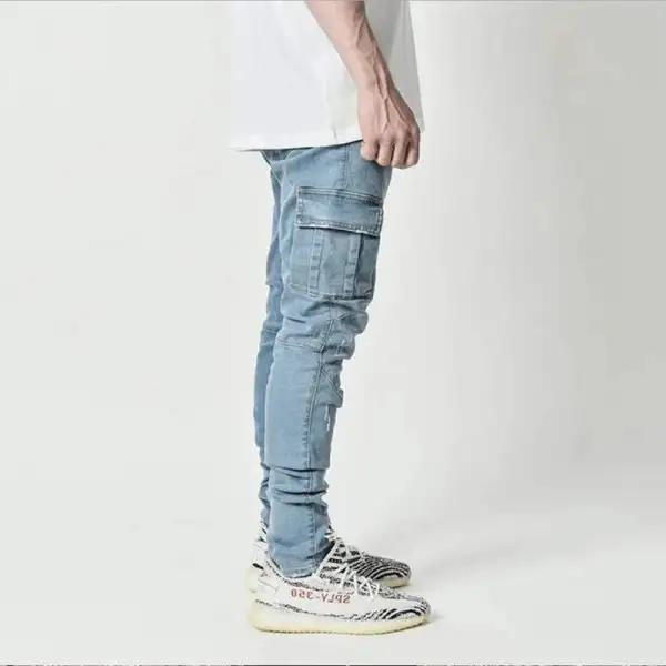 Men's Cargo Jeans with Multifunctional Pockets and Modern Slim-fit Cut Cargo Pants
