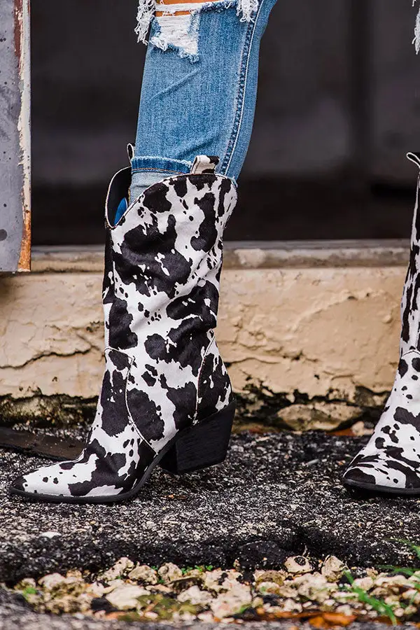 Cow Print Boho Boots