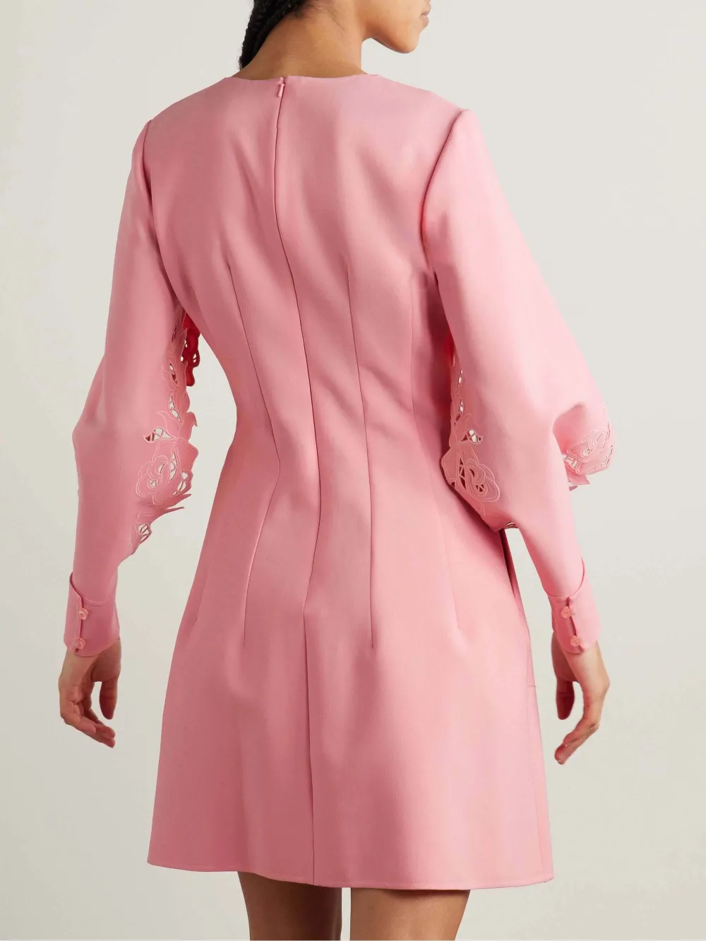 Rose Embroidery Line Elegant Mini Dress