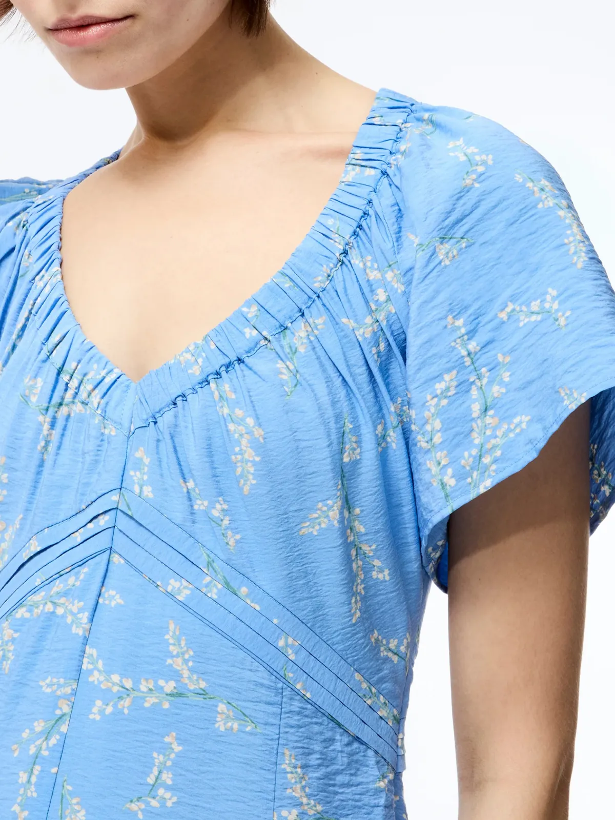 Draped Printed V-Neck Dress