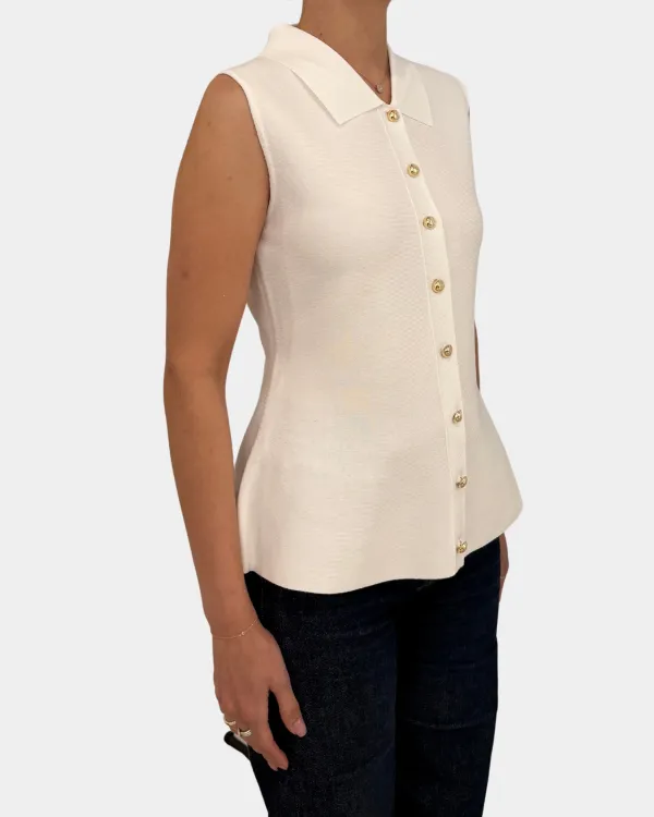 Structured Collar Front Top
