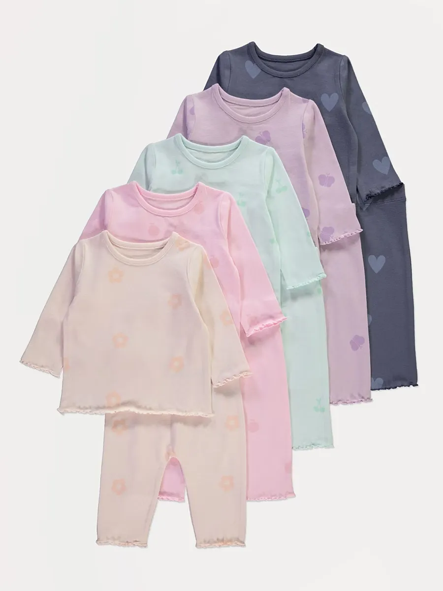Print Long Sleeve Top and Legging Sets 5 Pack